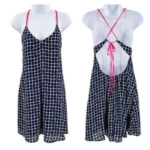 Double Zero Mini Dress Derby Daze Sleeveless Lace Up Open Back Plaid Print Small